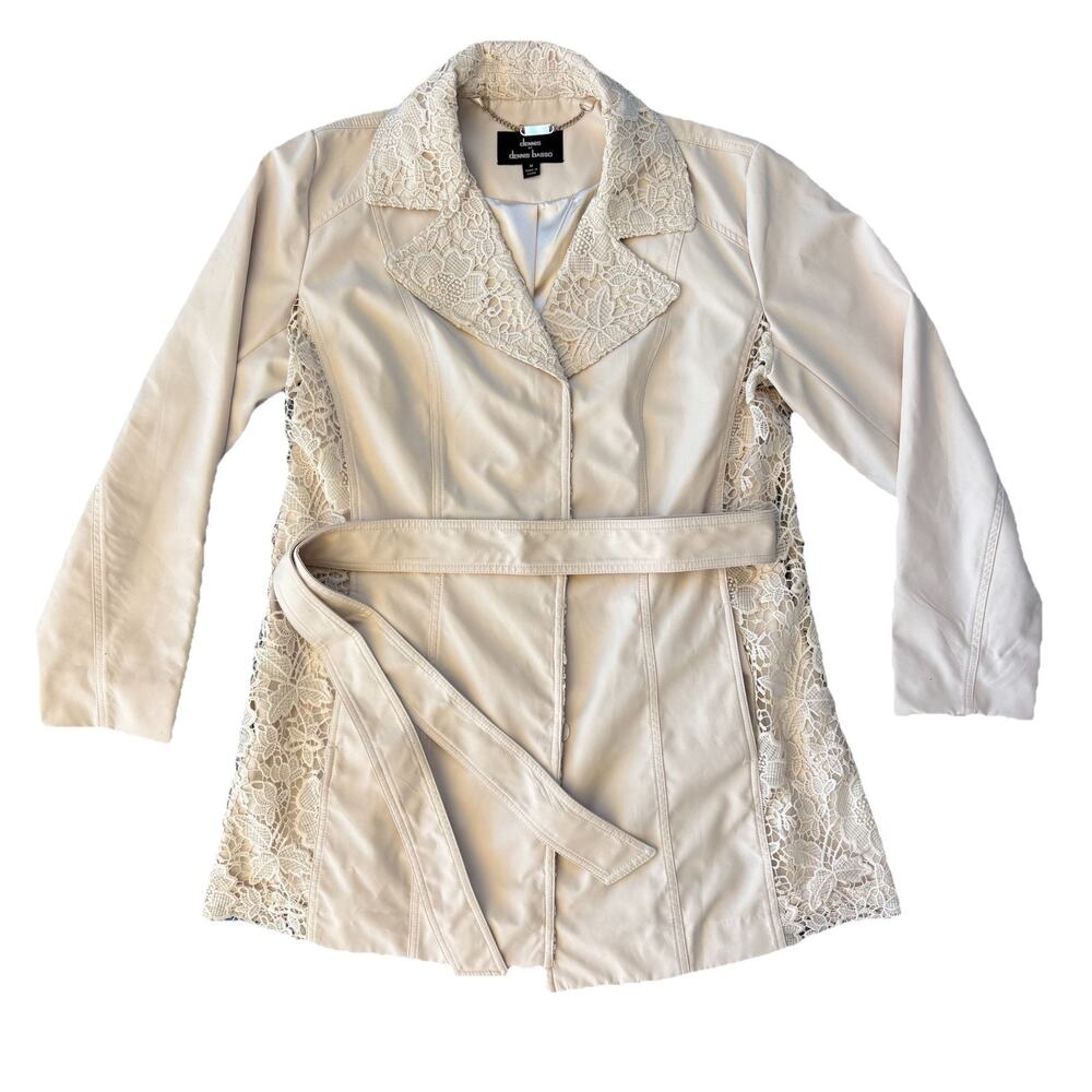 Dennis By Dennis Basso Coat With Belt Ivory Lace Women’s Size Medium Structured